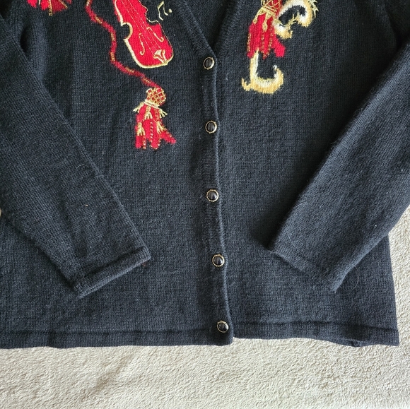 Vintage 90s Susan Bristol wool musical cardigan size medium - Picture 10 of 15